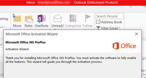 Microsoft 365 Unlicensed Product error on Office apps