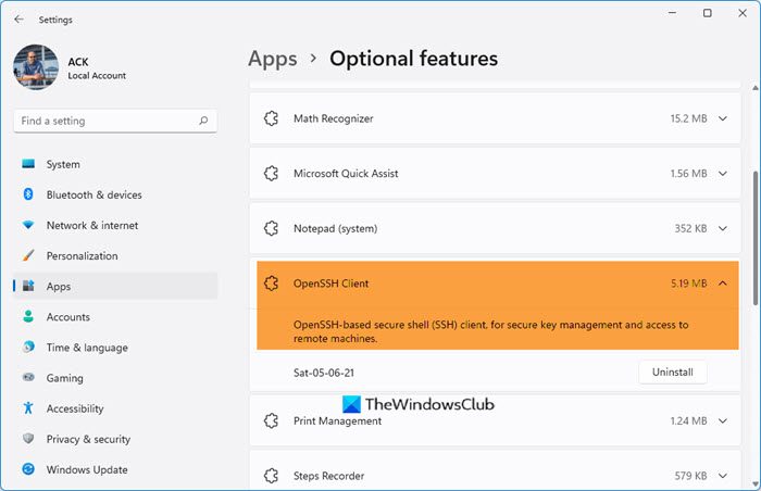 openssh client windows 11