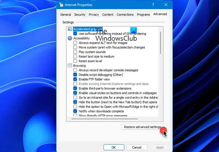 reset internet settings windows 10