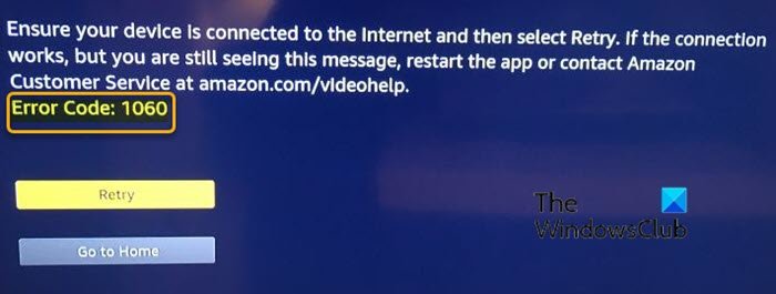 Amazon Prime Video error codes 1060 and 9074