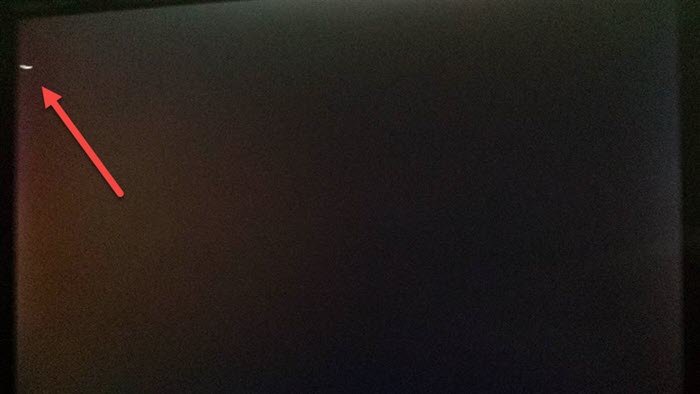 Computer to black blank screen with blinking cursor