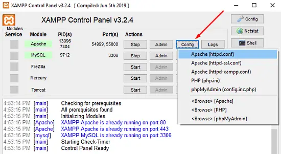 Apache not starting from XAMPP Control Panel