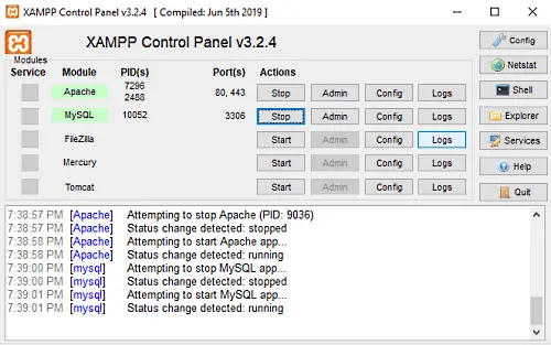 Configure XAMPP On Windows 10.