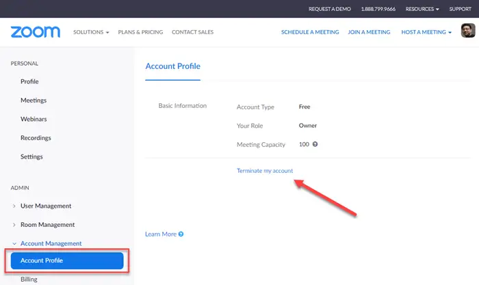 Delete Zoom Account permanently