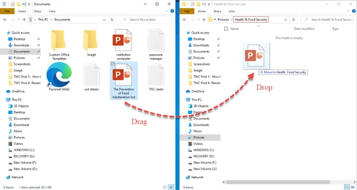 How to move Files and Folders in Windows 10