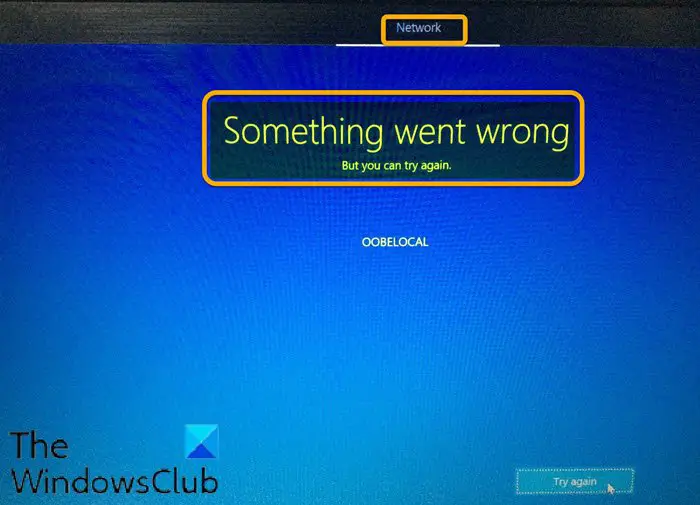 Windows 10 OOBE fails with error causing incomplete setup