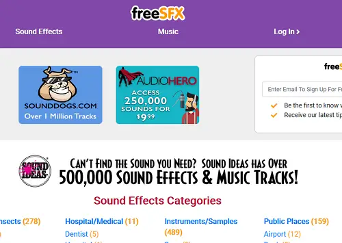 free sound effects download no logcin