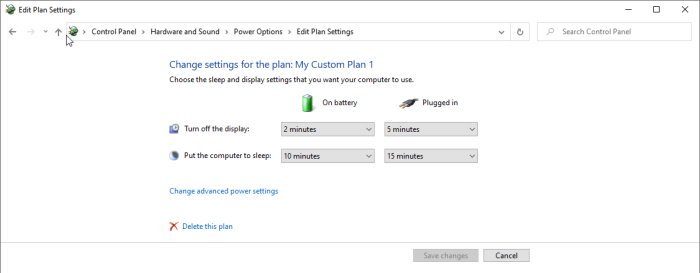 Power Plan Settings in Windows 10