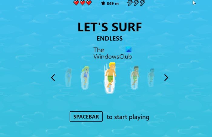 How to play Surf Game in Microsoft Edge