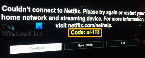 Netflix error code UI-113