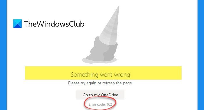 OneDrive Error Code 102