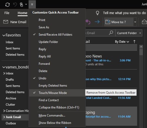 Get back the Delete button on Outlook