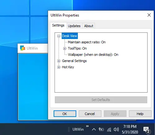 UltWin settings
