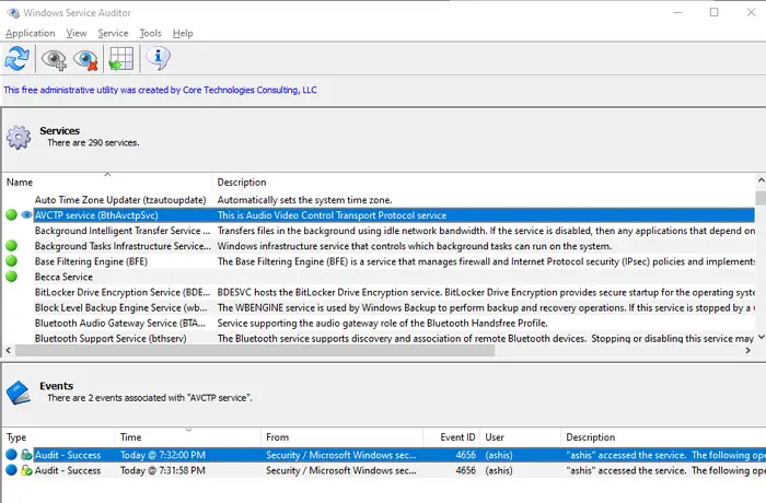 Process Stopped Windows Services