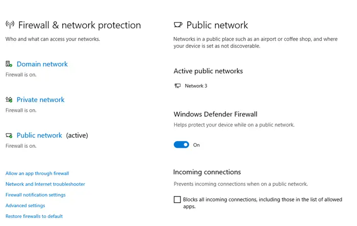 Windows Security Settings in Windows 10