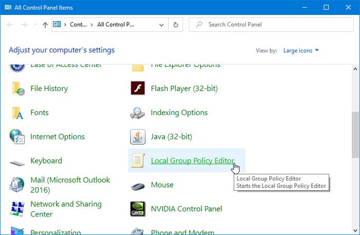 How to add Local Group Policy Editor to Control Panel