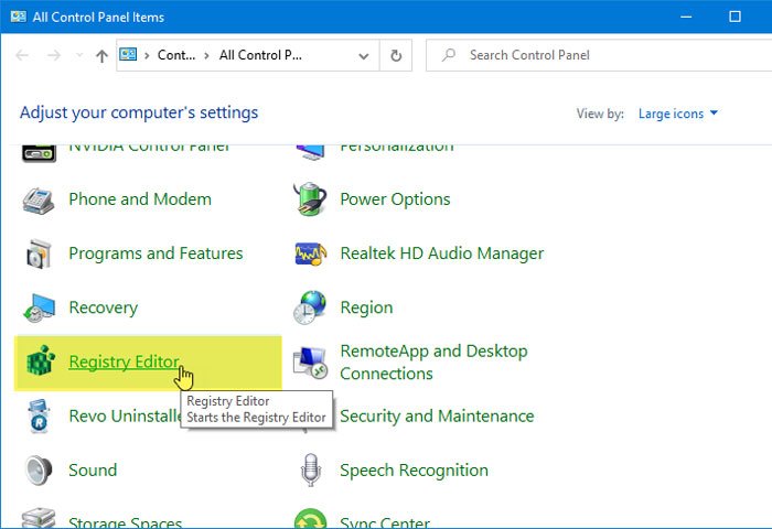 How to add Registry Editor to Control Panel in Windows 11 10 - 12
