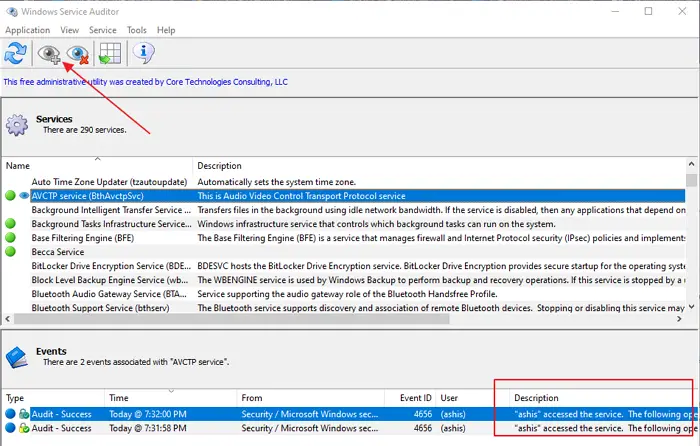 Monitor Windows Service for change