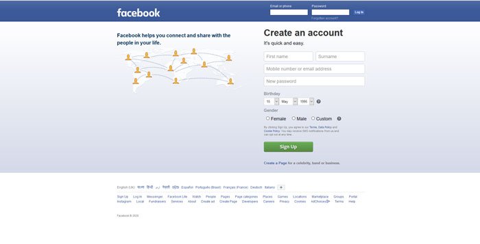 Activate Facebook sign up/log in