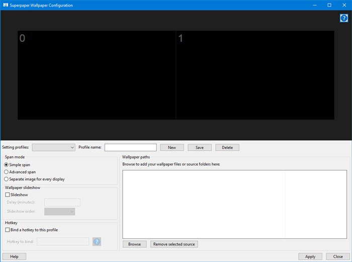 Superpaper is a multi-monitor wallpaper manager for Windows 10
