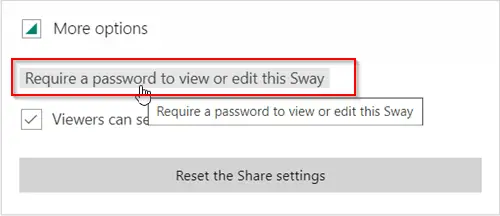 How to add a Password to your Microsoft Sway Storyline