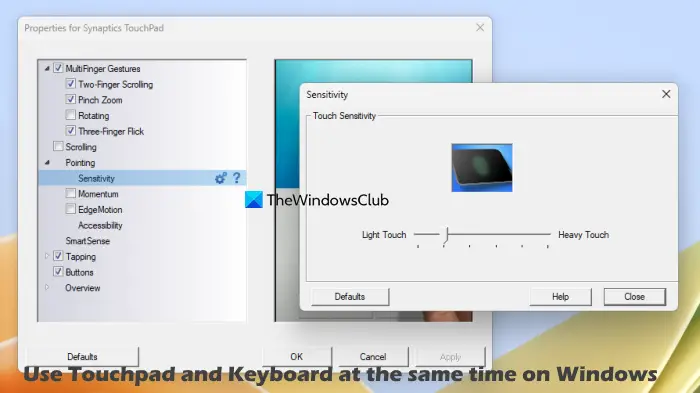 use touchpad keyboard same time