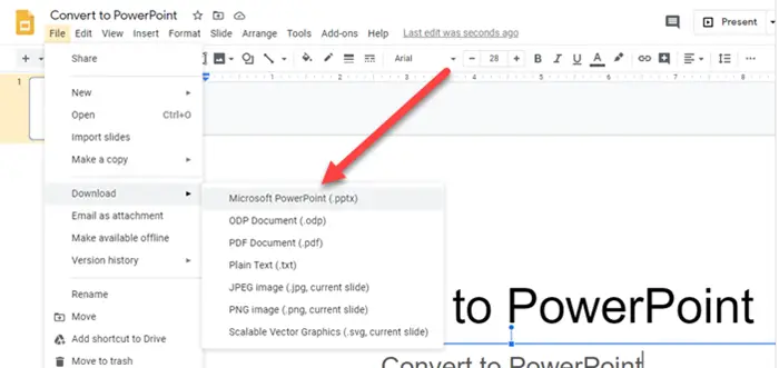 Convert Google Slide to PowerPoint