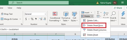 Удалить несколько строк в Microsoft Excel