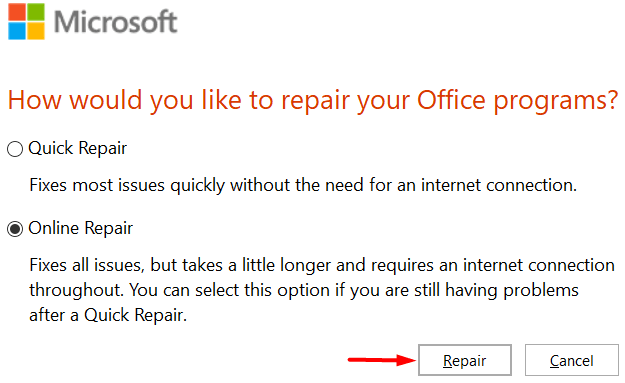 Error code 30088-26 when updating Office on Windows 10
