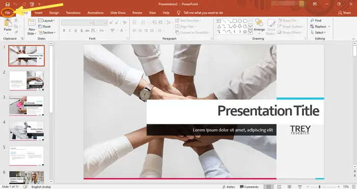 set your presentation to print 4 handouts