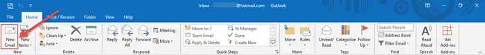 How to create a new email in Outlook app using its features