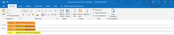 How to create a new email in Outlook app using its features