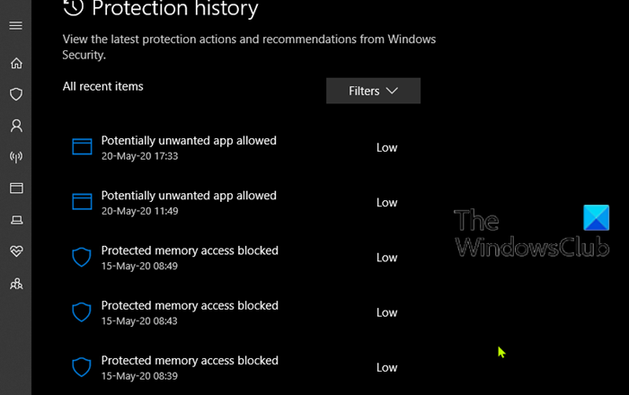 Delete Windows Defender Protection History