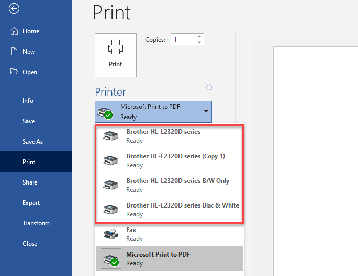 Install multiple copies of same Printer on Windows 10