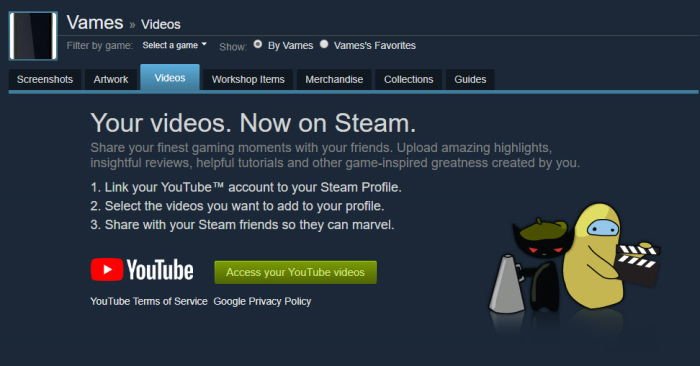 How to link YouTube to Steam