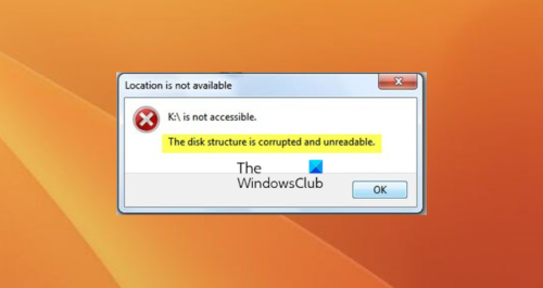 The Disk Structure Is Corrupted And Unreadable On Windows 11 10