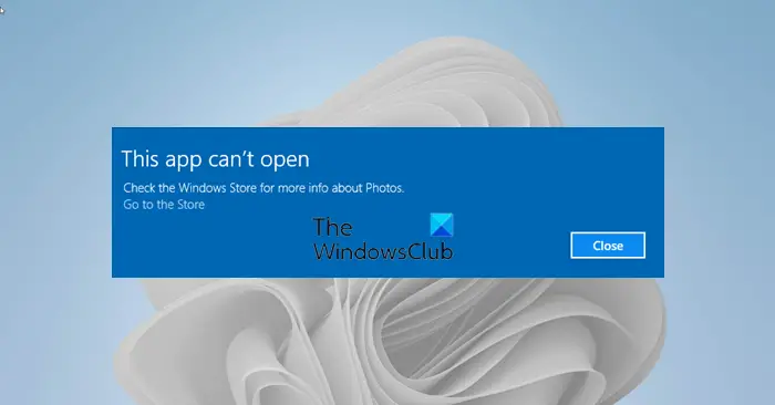 This app can't open error on Windows