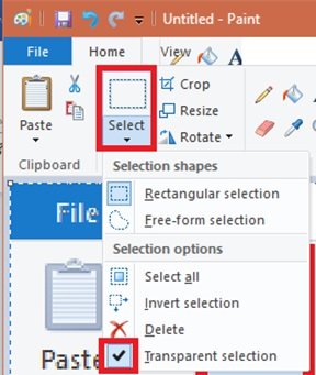 Transparent Selection in MS Paint