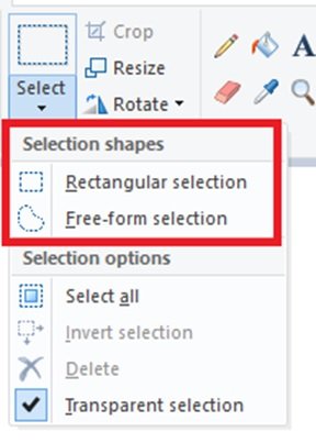 Transparent Selection in MS Paint 6