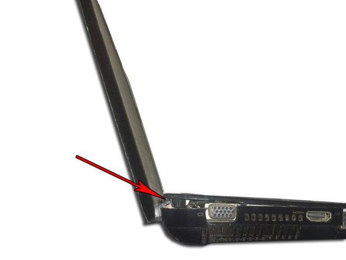 Laptop showing damaged side