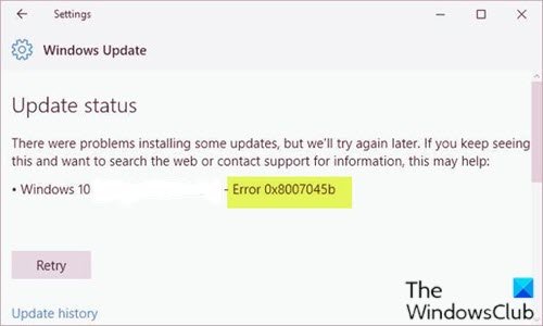 Windows Update error 0x8007045b