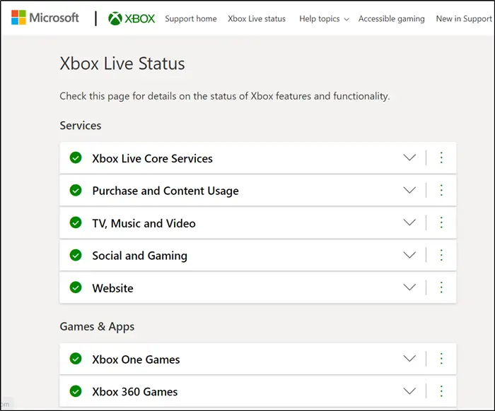 Xbox Status update