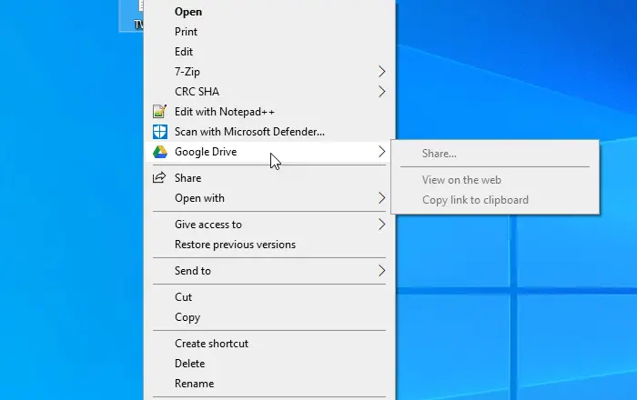 Remove or add Google Drive, Dropbox and OneDrive to Context Menu