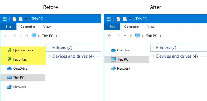 How to show or hide Quick access and Favorites from Navigation Pane - 77
