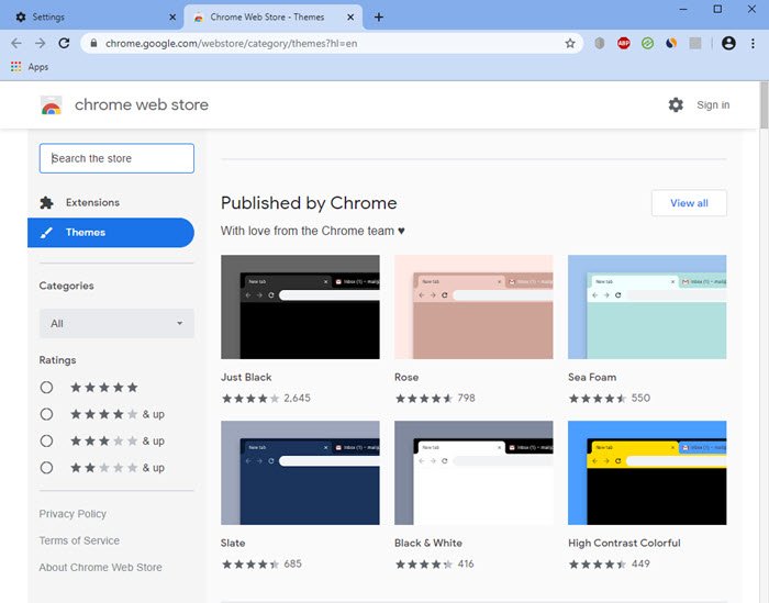 change chrome theme