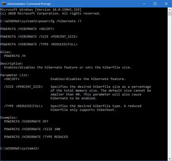 change the size of hiberfil.sys