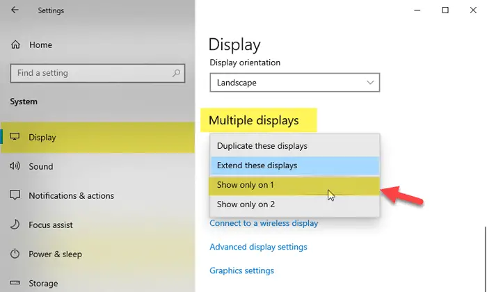 How to change from Dual monitor to Single monitor