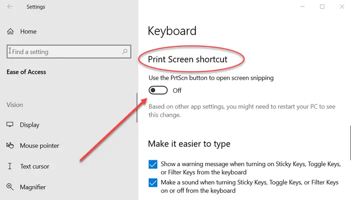 gevaarlijk zuigen Adolescent Ease of Access Keyboard Settings on Windows 10