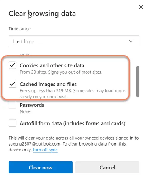 Edge Cookies And Other Site Data