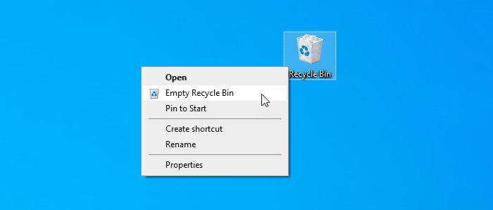Empty Recycle Bin in Windows 10
